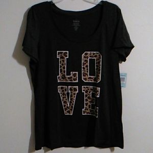 Dark Gray Leopard Print LOVE T-shirt Torrid